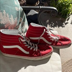 Vans Red High-Top Sneakers with White Details